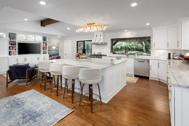 brand new kitchen remodel with hardwood floors marble countertops and all new cabinets